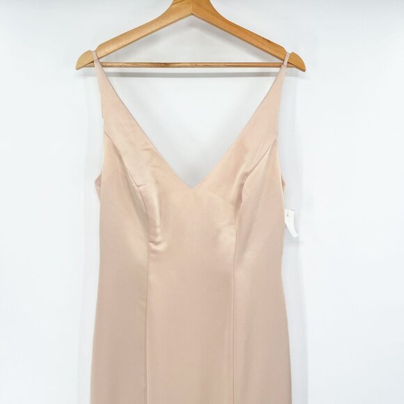 NEW After Six Lux Charmeuse Draped Cowl Back Princess Charmeuse Gown Maxi Dress - Picture 5 of 11